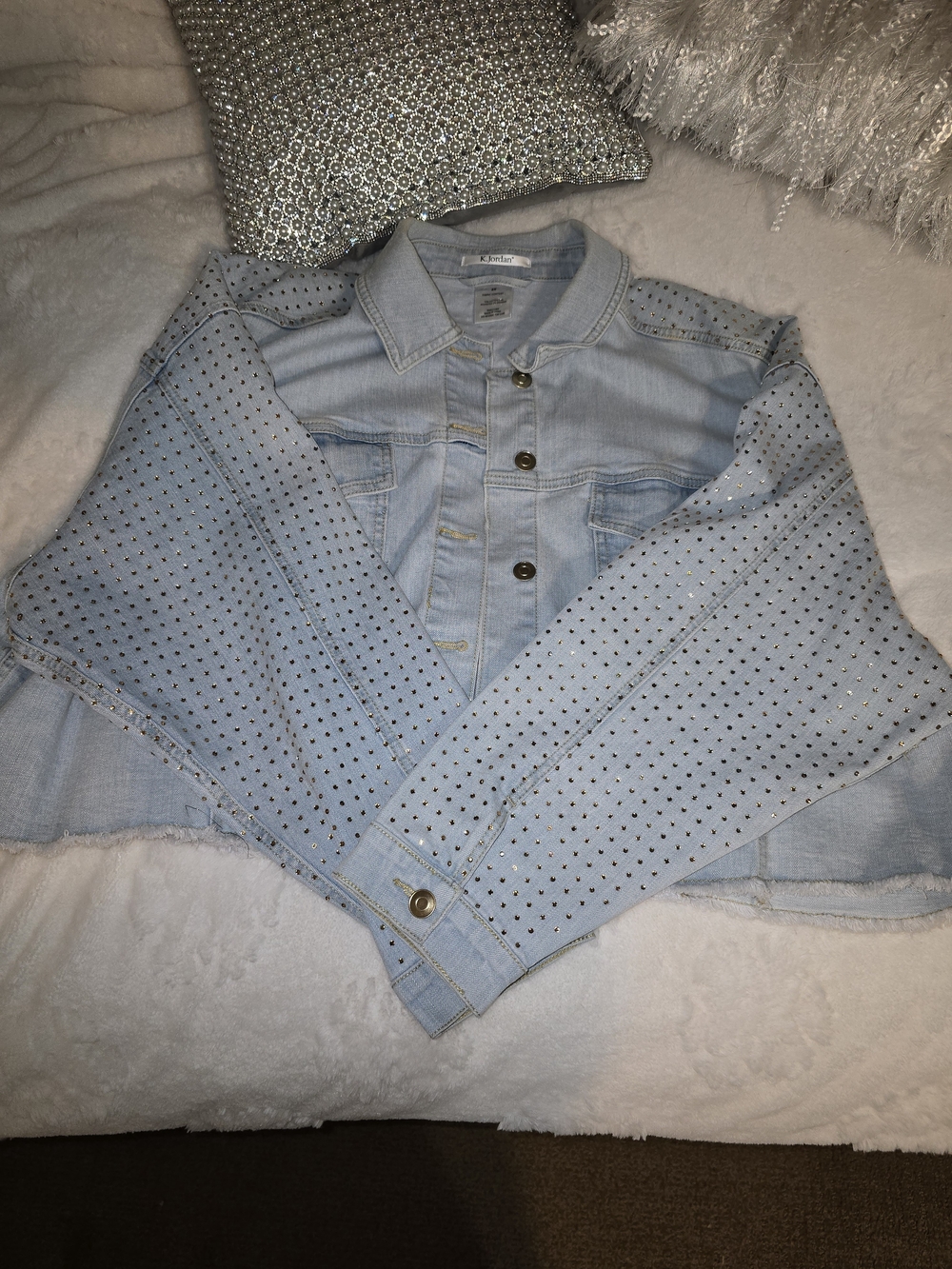Studded Light Wash Denim Jacket - Unbranded